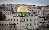 View of the new golden dome built on top of the Abdul Rachman mosque in Beit Safafa, Jerusalem, December 16, 2021 (Yonatan Sindel/Flash90)