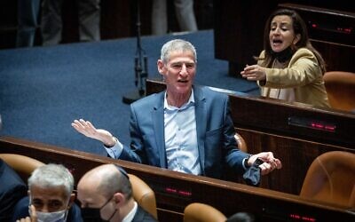 MK Yair Golan pictured during a Knesset plenum session, January 5, 2022. (Yonatan Sindel/Flash90)
