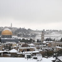 Snow in Jerusalem, January 27, 2022, (Noam Revkin Fenton/Flash90)