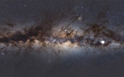 The marked position of the mysterious object in the Milky Way (Natasha Hurley-Walker/AFP)