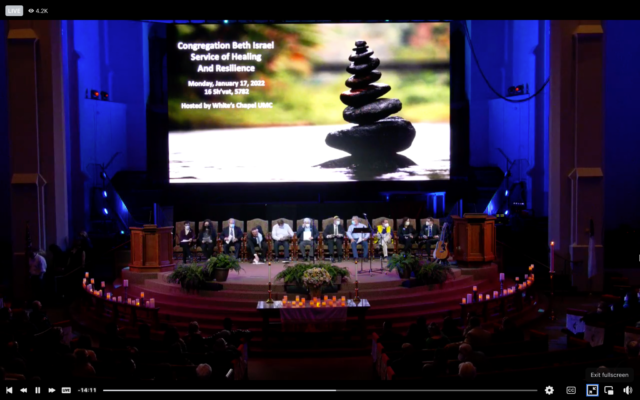 A vigil at Whites Chapel United Methodist Church following a special service on January 17, 2022. (Screen capture/Facebook)