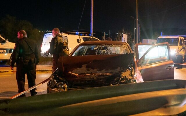 The scene of a suspected ramming attack in the West Bank, January 11, 2022. (IDF)