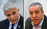 Foreign Minister Yair Lapid and Palestinian Authority Civil Affairs Commissioner Hussein al-Sheikh (Flash90/Wafa)