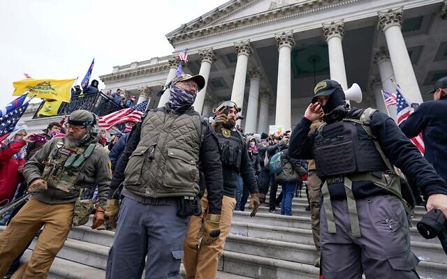 Members of the Oath Keepers at the US Capitol on January 6, 2021. (AP Photo/Manuel Balce Ceneta)