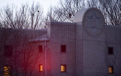 Congregation Beth Israel synagogue in Colleyville, Texas, January 17, 2022. (Emil Lippe/Getty Images/AFP)