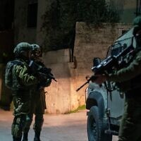 IDF soldiers operating in the West Bank Palestinian town of Silat al-Harithiya, December 20, 2021. (Israel Defense Forces)