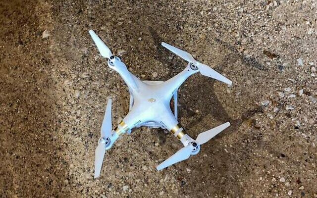 A Hezbollah drone brought down by the Israeli military after it crossed the border into Israel, on January 4, 2022. (Israel Defense Forces)