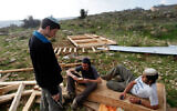 File: Israeli settlers at the illegal West Bank outpost of Oz Zion, December 30, 2012 (FLASH90)