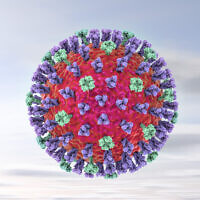 A 3D illustration of the influenza virus on colorful background. (iStock via Getty Images)