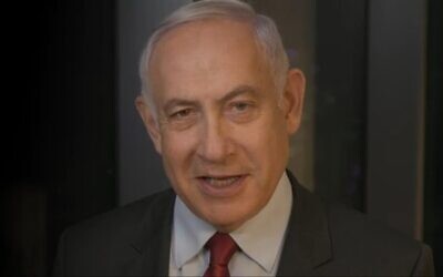 Former prime minister Benjamin Netanyahu issues a video statement on the corruption cases against him, January 24, 2022. (Twitter screenshot)