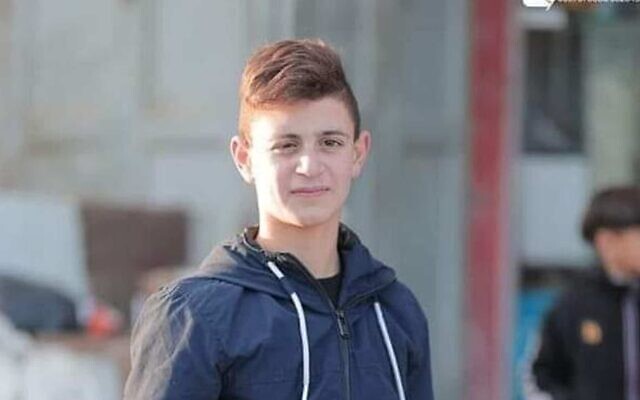Mohammad Shahada, 14, who was shot and killed by Israeli soldiers on Tuesday, February 22, 2022. The Israeli army says Shahada threw Molotov cocktails at passing Israeli cars on Route 60. (Courtesy)