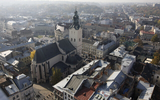 A general view of the center in Ukraine's western city of Lviv. (AP Photo/Efrem Lukatsky)