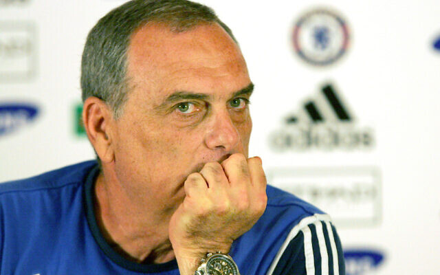 Avram Grant, then Chelsea head coach, considers a question during a news conference at the Chelsea training ground, in Cobham, Britain, May 9, 2008. Grant has been accused in a new investigative report of sexually harassing multiple women. Israel's Channel 12 TV on Sunday, Jan. 30, 2022, broadcast a series of interviews with women saying that Grant had made unwanted advances while offering to help promote their careers. (AP Photo/Tom Hevezi, File)