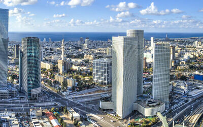 A view of the Azrieli towers and the surrounding buildings in central Tel Aviv. (Courtesy of Avison Young)