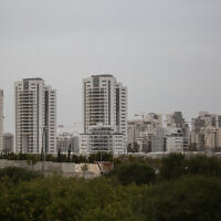 A view of new apartment buildings in the city of Yavne, in central Israel, on January 31, 2019. (Hadas Parush/Flash90)