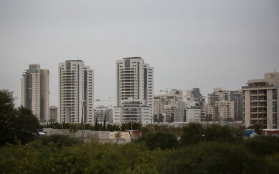 A view of new apartment buildings in the city of Yavne, in central Israel, on January 31, 2019. (Hadas Parush/Flash90)