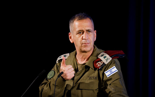IDF Chief of Staff Aviv Kochavi speaks during a ceremony on the second night of Hanukkah, at the Nativ program on the Kiryat Moriah campus in Jerusalem, on November 29, 2021. (Olivier Fitoussi/Flash90)