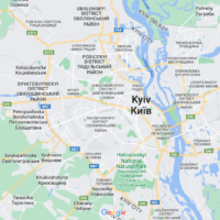 Screen capture of Google Maps showing the Ukrainian capital Kyiv, February 28, 2022. (Google Maps)