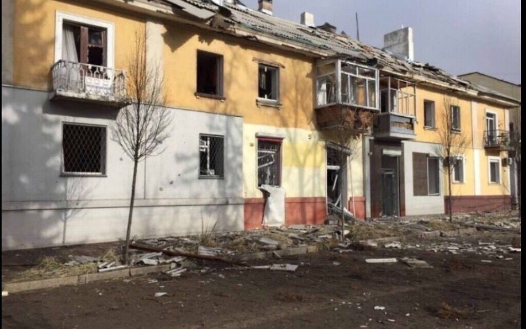 The home of a member of the Chernihiv Jewish community damaged in Russia's attack on Ukraine in February 2022. (Courtesy)