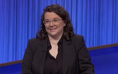 Emma Saltzberg, a Jewish activist from Brooklyn (by way of Philadelphia), won nearly $60,000 on 'Jeopardy!' in February 2022. (Screenshot/ via JTA)