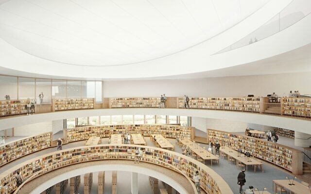 A simulated image of the new National Library of Israel Reading Hall. (Courtesy: Herzog de Meuron/Mann Shinar Architects)