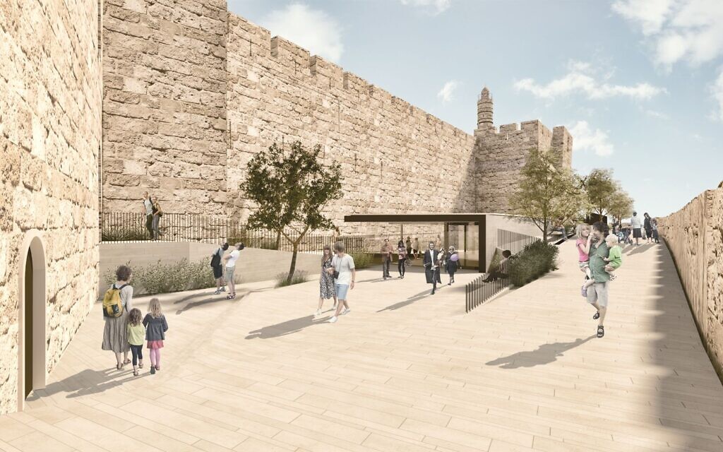 The Patrick and Lina Entrance Pavilion at the renovated Tower of David Museum, slated to open in late 2022 (Courtesy Kimmel Eshkolot Architects)