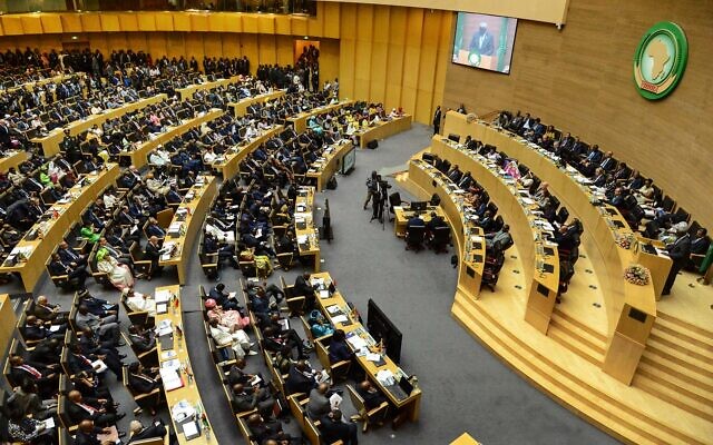 Delegates attend the opening session of the 33rd African Union Summit at its headquarters in Addis Ababa, Ethiopia, on February 9, 2020. (AP)