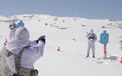 A Hezbollah training video in the snow released on February 15, 2022. (Screen grab)