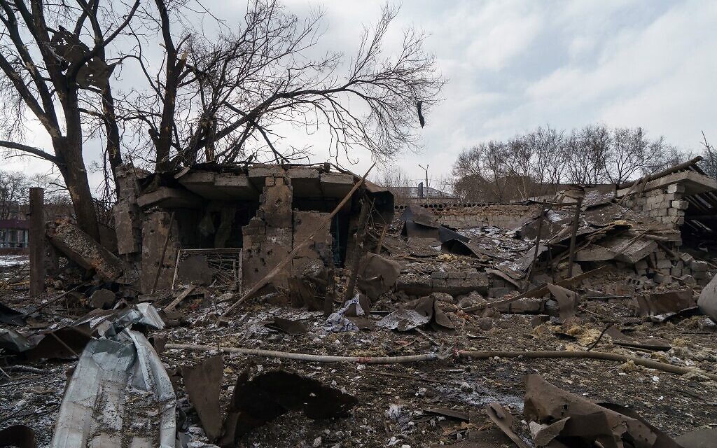 A picture shows a destroyed shoe factory following an airstrike in Dnipro, Ukraine on March 11, 2022. (Emre Caylak / AFP)