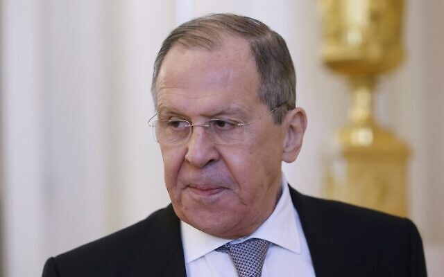 Russian Foreign Minister Sergei Lavrov attends a meeting with his Iranian counterpart in Moscow on March 15, 2022. (MAXIM SHEMETOV / POOL / AFP)