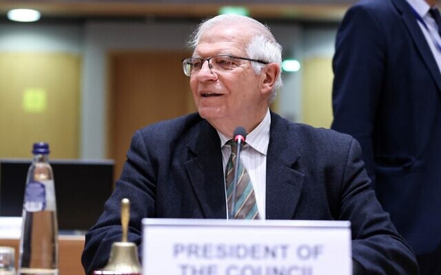 European Union High Representative for Foreign Affairs and Security Policy Josep Borrell chairs a Foreign Affairs Council (FAC) meeting at the EU headquarters in Brussels on March 21, 2022. (Kenzo TRIBOUILLARD / AFP)