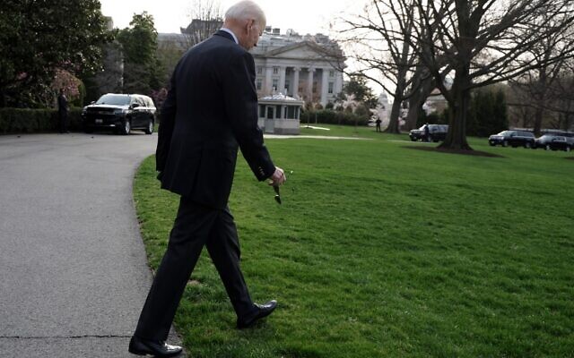 President Joe Biden walks towards Marine One prior to a departure from the White House on March 23, 2022 in Washington, DC. (Alex Wong/Getty Images/AFP) President Joe Biden walks towards Marine One prior to a departure from the White House on March 23, 2022 in Washington, DC. (Alex Wong/Getty Images/AFP)