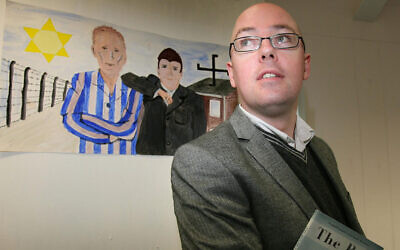 Irish author of'The Boy in the Striped Pajamas,' John Boyne, poses for photographs at the launch of Northern Ireland's One Book Project in Finaghy, Belfast, Oct. 3, 2007. (Paul Faith - PA Images/PA Images via Getty Images via JTA)