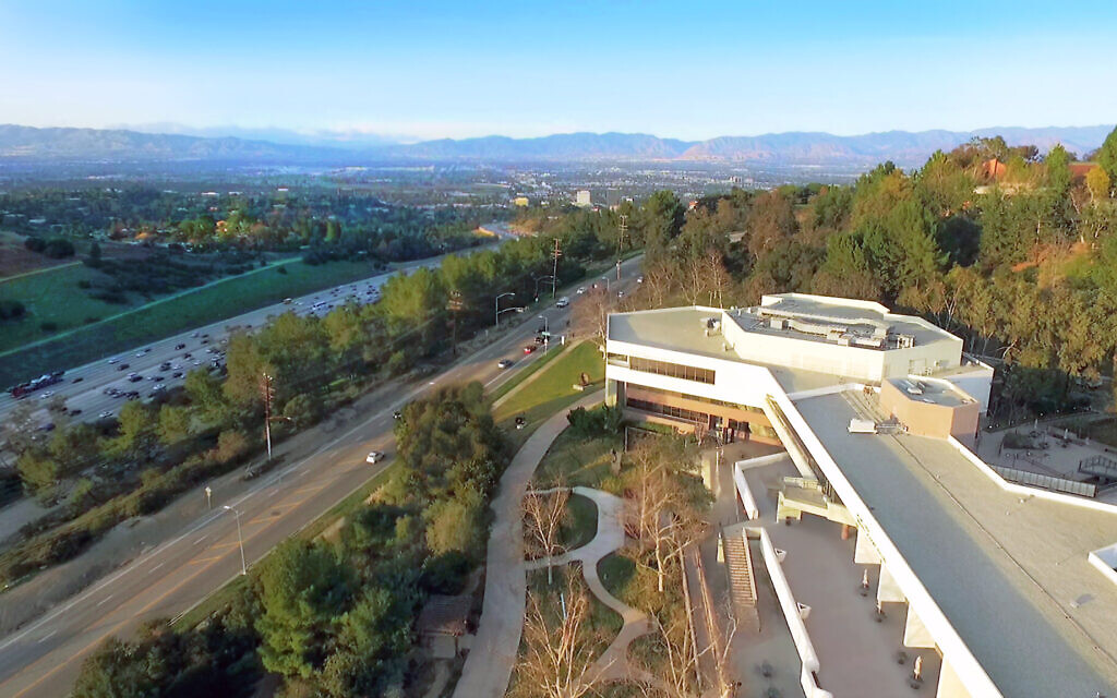 An aerial view of American Jewish University's Sunny & Isadore Familian Campus in the Bel Air neighborhood of Los Angeles. (Courtesy of Communications Department, AJU/ via JTA)