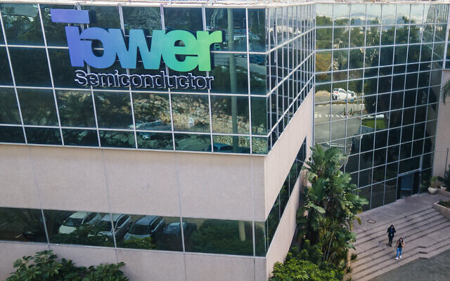 Tower Semiconductor headquarters in Migdal Haemek, Israel, February 16, 2022. (AP/Ariel Schalit)