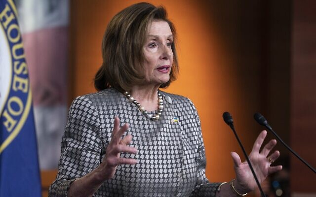 Speaker of the House Nancy Pelosi, of California, speaks to the media, March 3, 2022, on Capitol Hill in Washington. (AP Photo/Jacquelyn Martin)