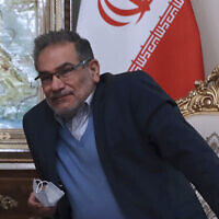 Secretary of Iran's Supreme National Security Council Ali Shamkhani sits in a meeting in Tehran, Iran, on June 12, 2021. (Vahid Salemi/AP)