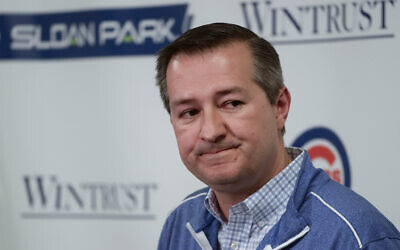 Chicago Cubs chairman Tom Ricketts answers questions during a news conference at a spring training baseball workout, in Mesa, Arizona, Feb. 18, 2019. (AP Photo/Morry Gash, File)