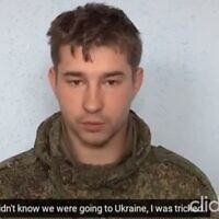 Screen capture from video of a Russian soldier captured by Ukrainian forces. (YouTube)