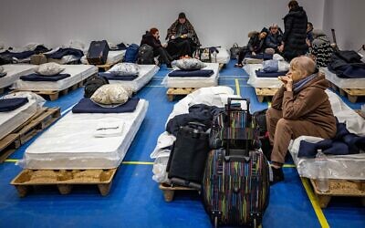 Illustrative. Jewish Ukrainian refugees at an emergency shelter sponsored by the International Fellowship of Christians and Jews and Joint Distribution Committee in Chisinau, Moldova, on March 5, 2022. (Nati Shohat/Flash90)