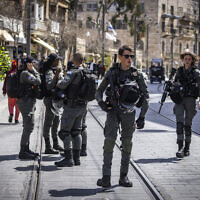 Israeli police forces in Jerusalem, March 30, 2022. (Olivier Fitoussi/Flash90)