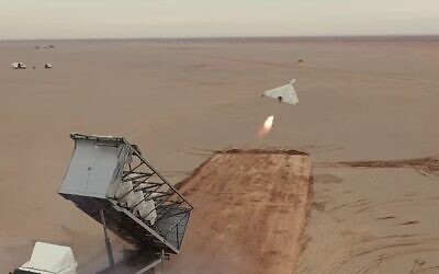 An Iranian Shahed-136 drone is launched during a military exercise in Iran, December 2021. (Screenshot: Twitter)