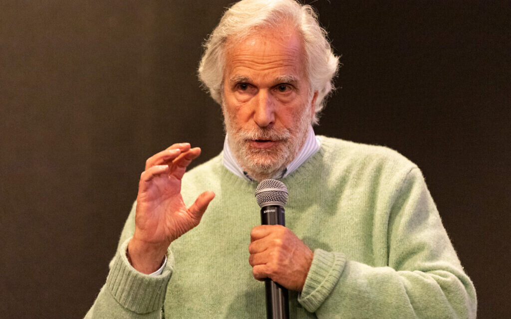 Actor Henry Winkler spoke at Jerusalem's Sam Spiegel of Television and Film while in Israel in March 2022 to film his role as the father in HOT comedy series 'Chanshi,' created by Sam Spiegel graduates. (Courtesy: Sam Spiegel)