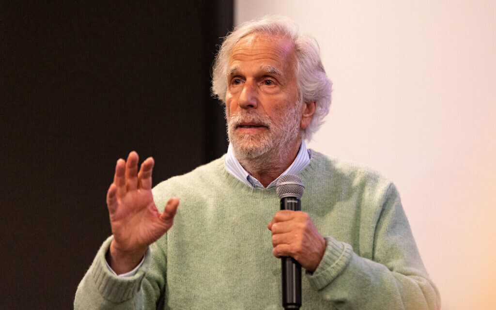 Actor Henry Winkler spoke at Jerusalem's Sam Spiegel of Television and Film while in Israel in March 2022 to film his role as the father in HOT comedy series 'Chanshi,' created by Sam Spiegel graduates (Courtesy Sam Spiegel)