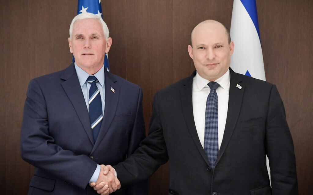 Bennett and visiting Mike Pence meet, discuss Iran and Ukraine thumbnail