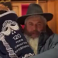 Ukrainian Chief Rabbi Moshe Azman is seen in a video statement, March 2, 2022. (Screenshot: Twitter)