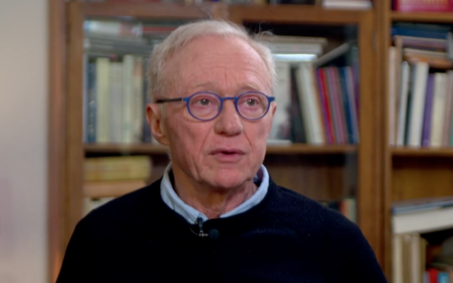 Author David Grossman in an interview with Channel 13 news, aired on March 19, 2022. (Screenshot/Channel 13)
