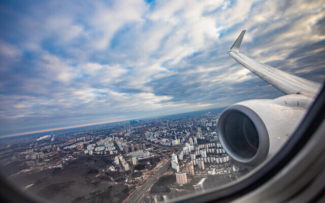 A view from an airplane during landing in Moscow, Russia. April 2021. (Edgar Breshchanov via iStock by Getty Images)