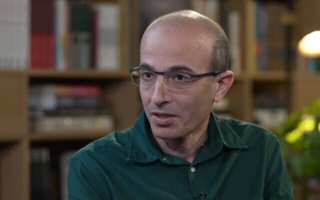 Historian Yuval Noah Harari speaks to Channel 12, on March 4, 2022. (Video screenshot)