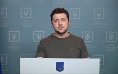Ukraine's President Volodymyr Zelensky  in a video address posted to Facebook, March 2, 2022. (Screenshot)